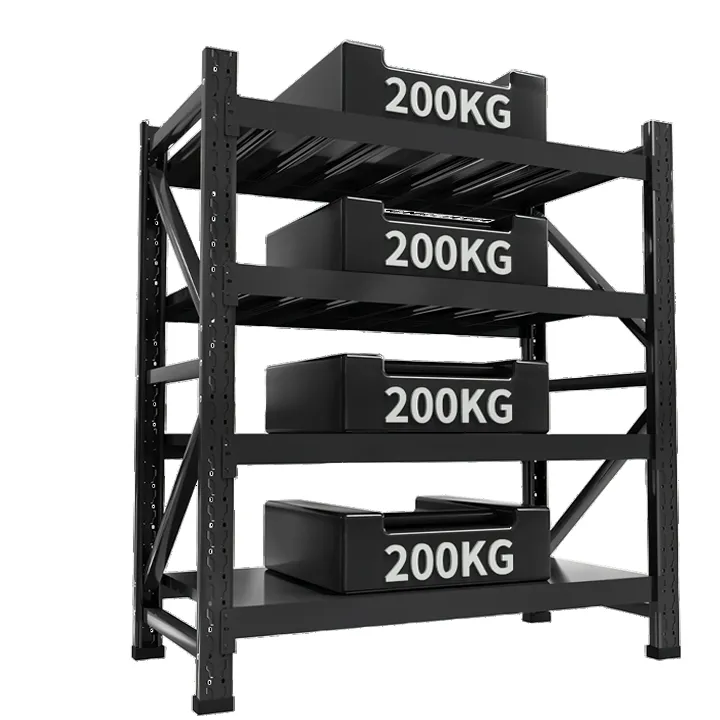 Medium Storage 4-Tier Industrial Selective Warehouse Metal Steel Racking 200KG Load Capacity Corrosion Protection Palletized