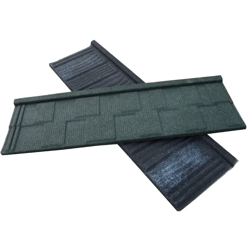 Modern Asphalt Roof Shingles Fireproof Building Materials Durable Color Stone Coated Roof Tiles for Villa Roofing dark green+0.2mm