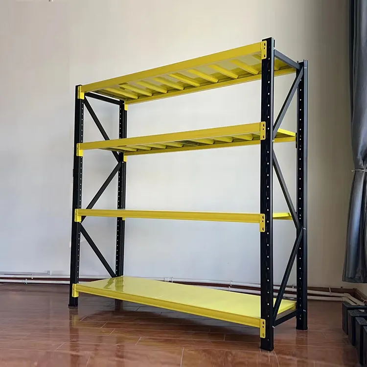 Steel Shelving 4 Adjustable Tier Height 200kg Load-bearing Metal Steel Rust-proof Warehouse Stacking Racks