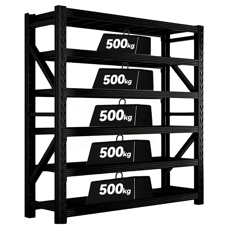Medium Duty Steel Warehouse Shelving 500kg Load Capacity Adjustable Industrial Workshop Storage Racks Garage Shelving