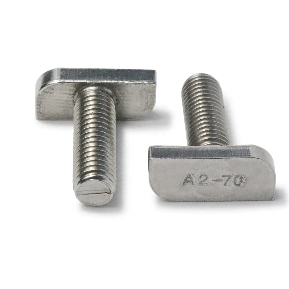 M8 T Slot Drop-in Bolt Hammer Head Bolts T Shape Stud Sliding Screw With Hexagon Flange Nut