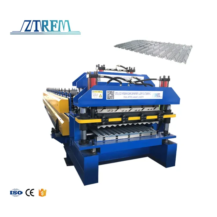 ZTRFM Color Steel Aluminum Double Layer IBR Roofing Sheet Machine Tile Roof Machine 8-12 m/min+7.5kw