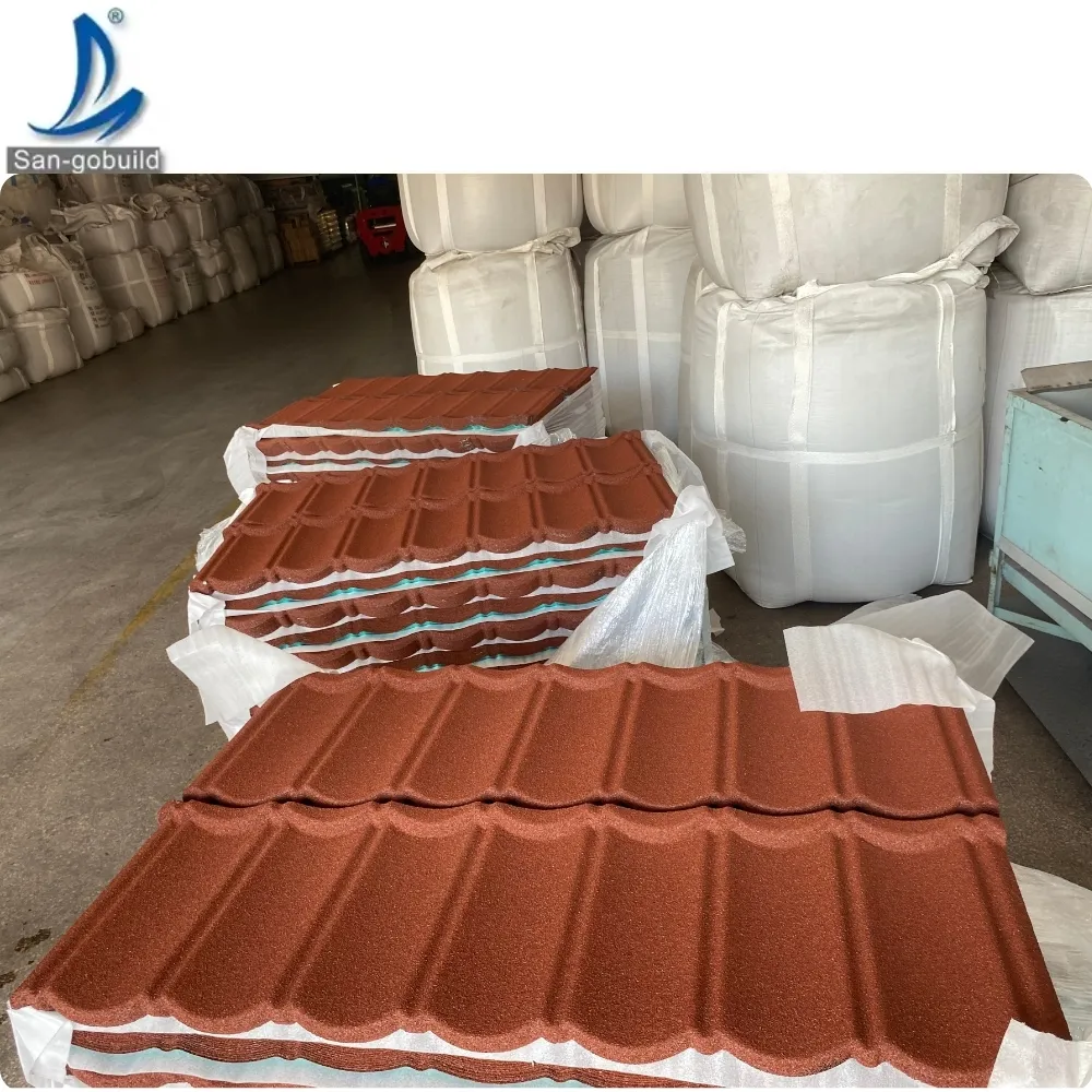 Red Color Bond Alu-zinc Roofing Sheet Factory Price Kenya 2024 Colorful Stone Coated Metal Roof Tile stone coated