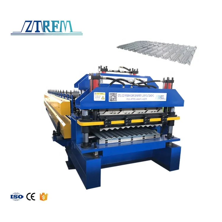 Galvanized Steel Roofing Sheet Press Machine Corrugated Roof Sheet Roll Forming Machines 7.5kw+15 m/min
