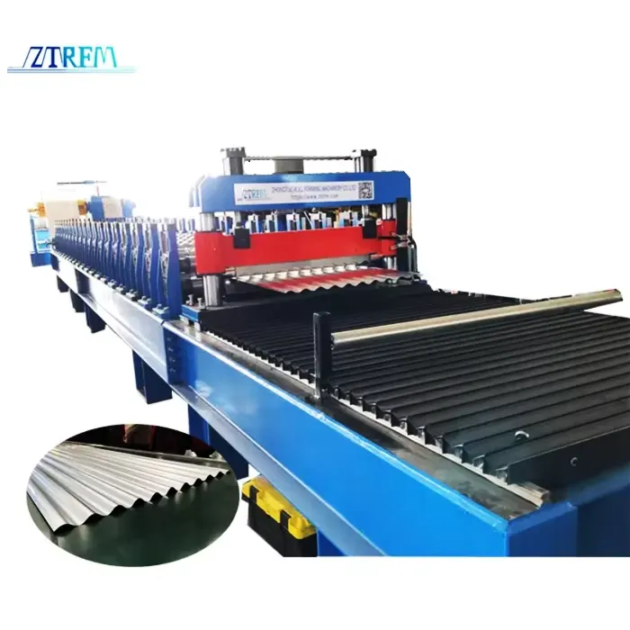 High Speed Motor Pump Thin Metal Steel Roof Sheet Roll Forming Machine Aluminized Corrugated Roof Tile Making Machine 0.14-0.3mm 45 m/min+ZTRFM-1+25 KW