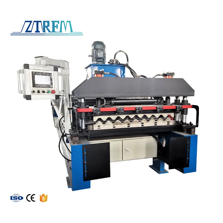 Trapezoidal Roof Tile & Sheet Forming Machine with Gear and Bearing PLC Control CE Certified 8-15m/min+7.5KW