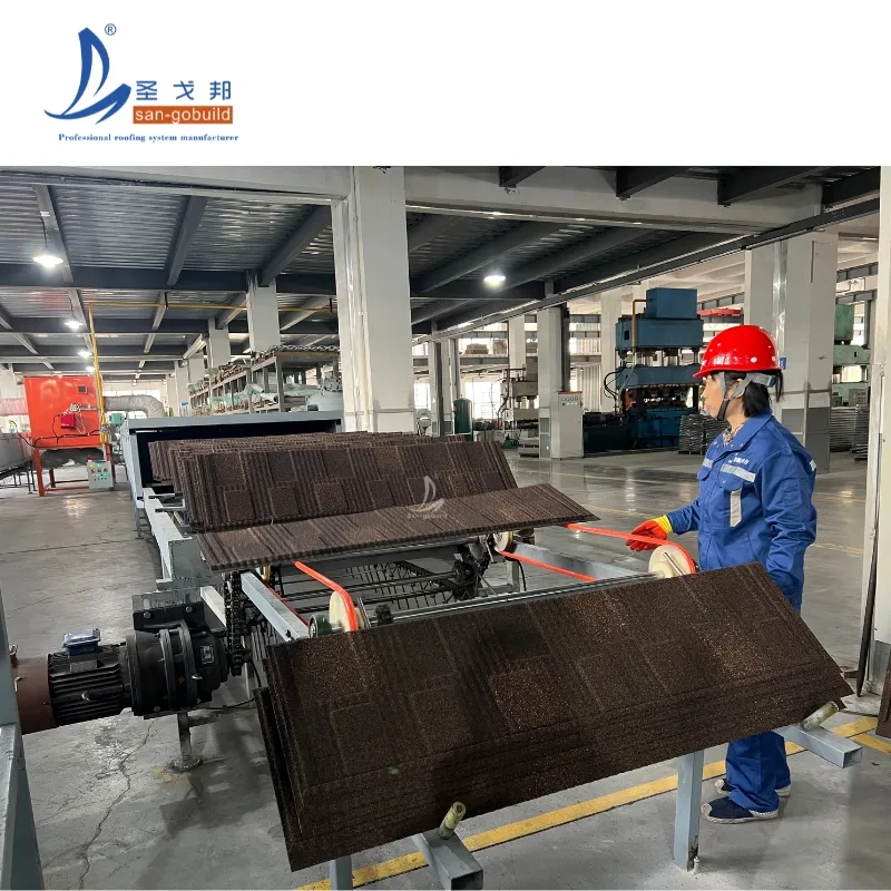 50 Years Warranty Color Teja De Techo Self-Interlocking Shingle Stone Coated Metal Roof Tile for American blue / green+0.25mm-0.5mm