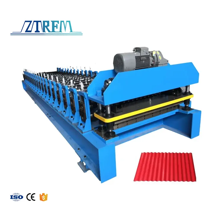 ZTRFM Corrugated Iron Making Machine Corrugated Roof Roll Forming Machine Corrugated Iron Sheet Machine C-01+11kw+15 m/min