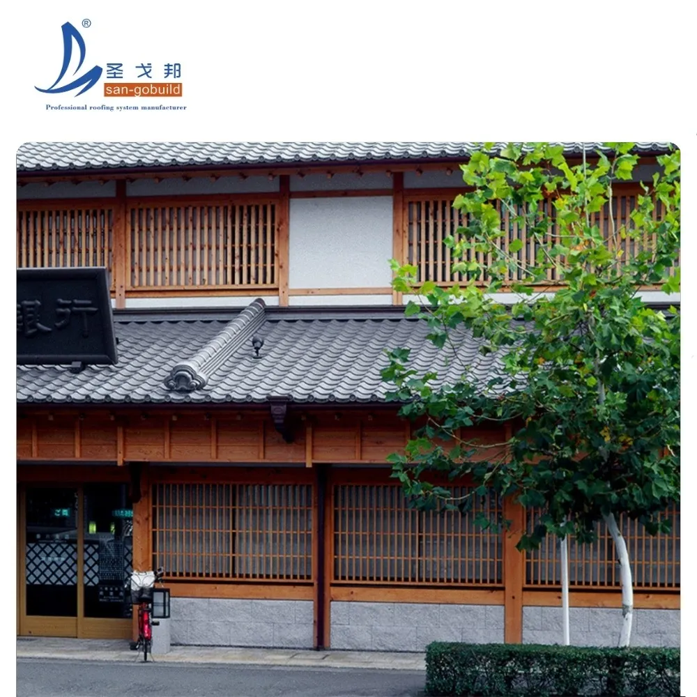 Stylish Antique Finish Kawara Roof Tile Lightweight Metal Roofing for Restoration Projects other+dark gray