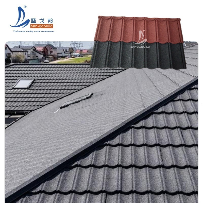 American-Style Luxury Home High-Strength Metal Shingles Roofing Materials Stone Coated Metal Roof Tile