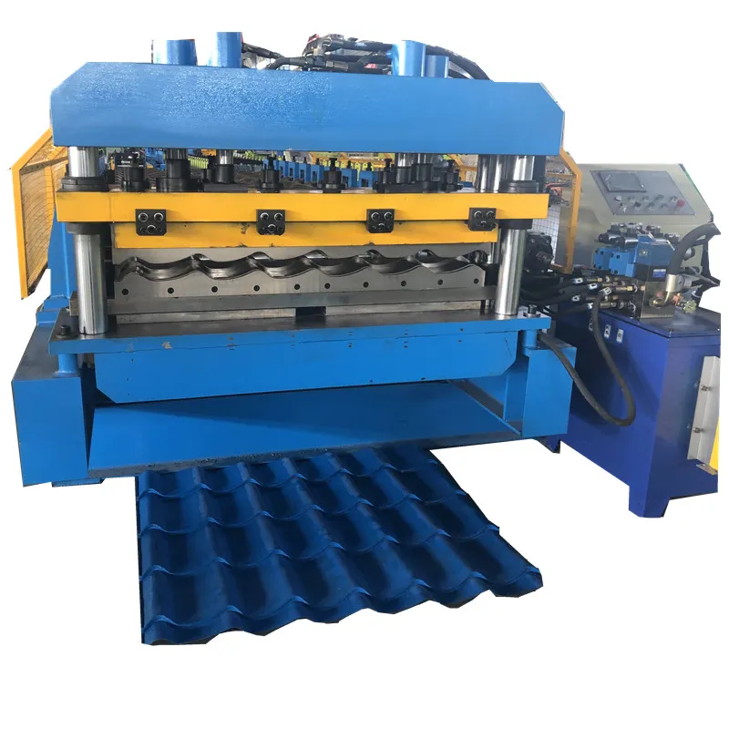 Automatic Glazed Tile Roofing Sheet Machine Color Steel Aluminum Sheet Making Forming Motor Siemens PLC Controlled Remote Glazed tile roofing sheet machine+7.5kw+15 m/min