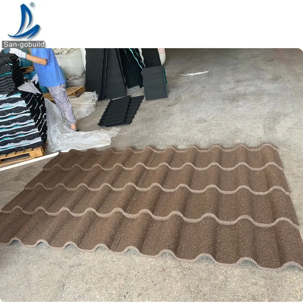 Coffee Brown Color Golan Alu-zinc Roofing Sheet Factory Price Kenya Cheap Metal Roofing Sheet stone coated