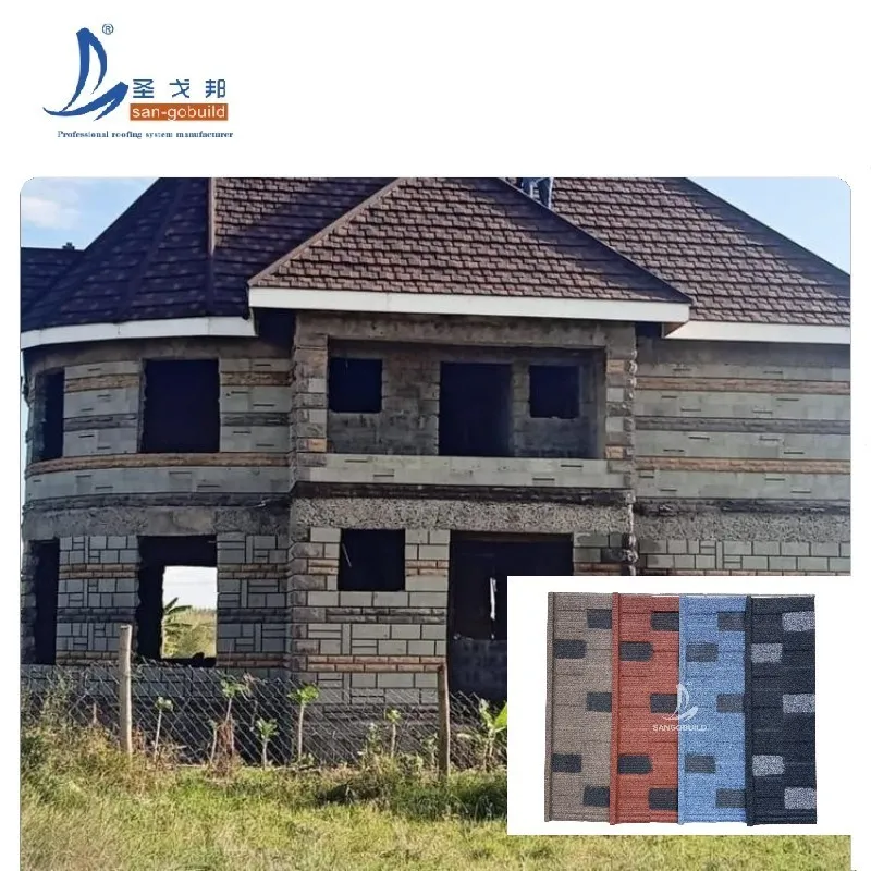 Villa & Resort Modern Heat Resistant Premium Quality Stone-Coated Euro Tiles Roofing Sheets dark brown+0.25mm-0.5mm