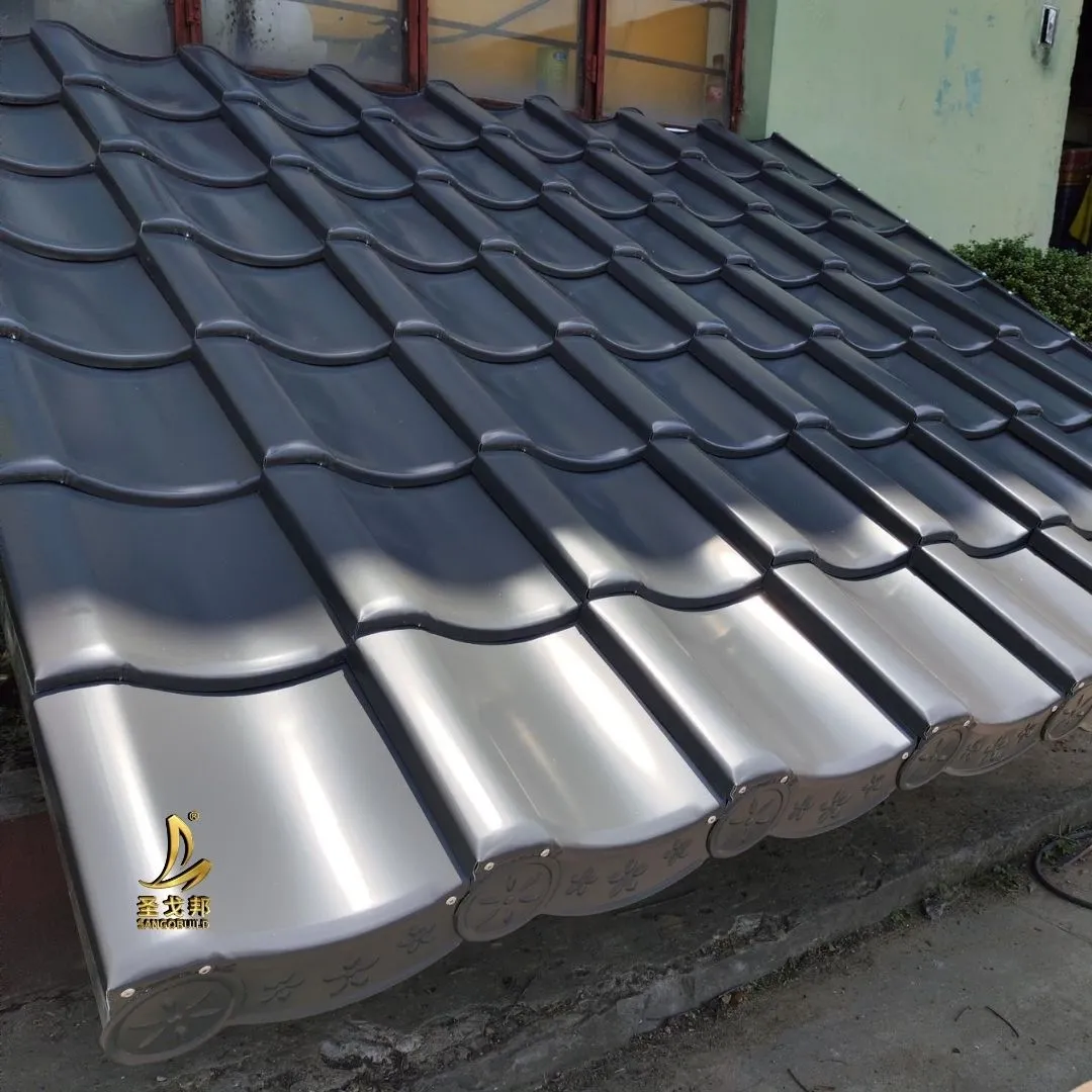 Anti-Corrosion Japanese Style Metal Roof Tile Traditional Clay Tile Look China Factory Price Al-Mg-Mn Alloy Kawara Roofing Sheet 1.0mm+Mirror Gray