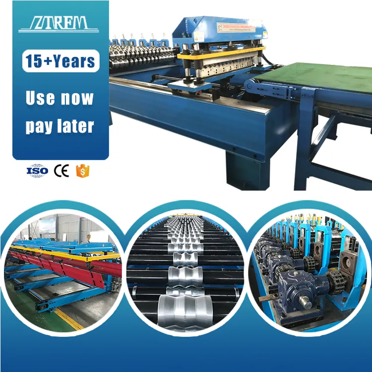 Corrugated Roof Tile Sheet Making Machinery Tile Forming Machine with PLC Control Hydraulic Cutting Motor for Steel Construction 12 m/min+ZT1220+11