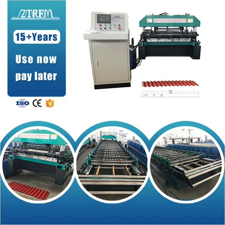 Tile Forming Machine for Corrugated Metal & Iron Roofing Sheets PLC Control High Productivity 12 m/min+ZT-1220+11