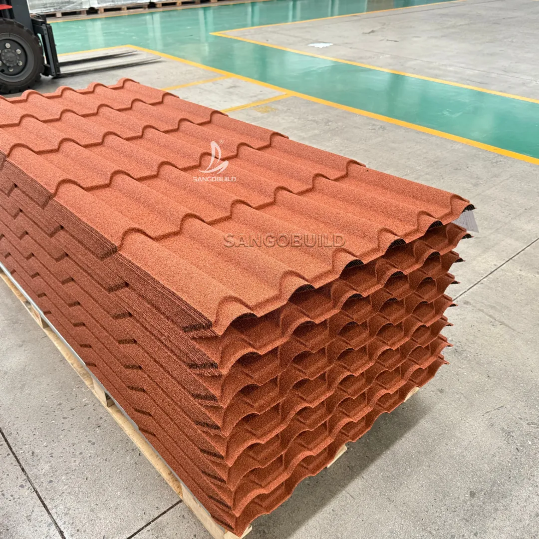 Heat Resistant Long Span Milano Tile Stone Coated Metal Roof Tile Roofing Tiles for House 0.3-0.5mm+Gray