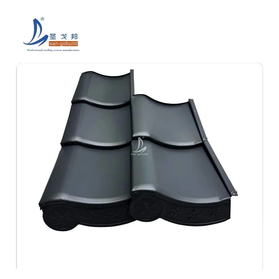 Strong and Light Roofing Tile Charcoal Gray Kawara Style Aluminum Metal Panel for Mountain Resorts other+dark gray