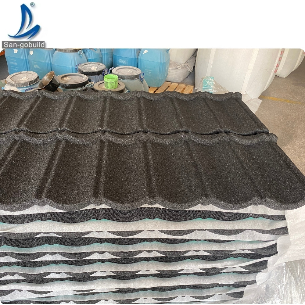 Coffee Brown Color Bond Alu-zinc Roofing Sheet Factory Price Zambia Kerala Stone Coated Metal Roofing Tiles