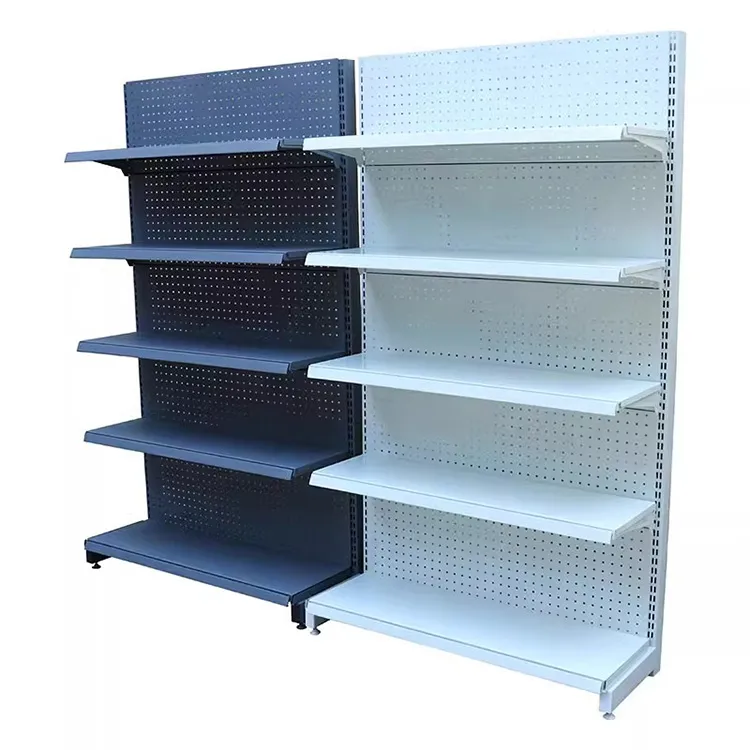 Wholesale Metal Supermarket Shelves Retail Hanging Basket Shelves Retail Supermarket Shelving System Display Shelves 1-7 Layers+120-160 kg+W900/1200*D250/300/350/400/450/500*H1300/1600/1900/2200mm+ODM+Black/white/gray/wood grain/yellow/blue/red etc.