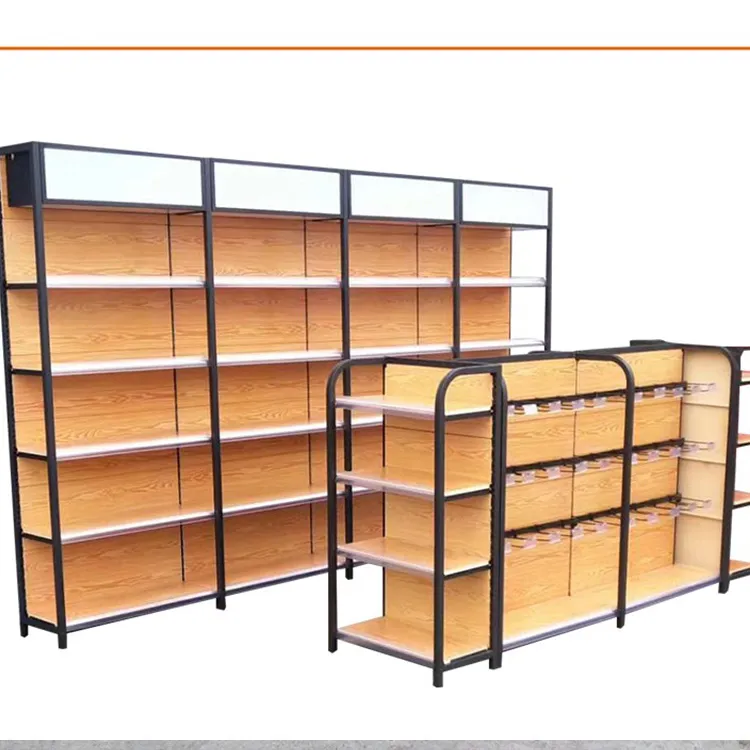 Customizable Light Duty Metallic Supermarket Display Shelving Rack with Cold Rolled Steel Construction for Supermarket Use Black/white/gray/wood grain/yellow/blue/red/or customized colors+W900/1200*D250/300/350/400/450/500*H1300/1600/1900/2200m+ODM