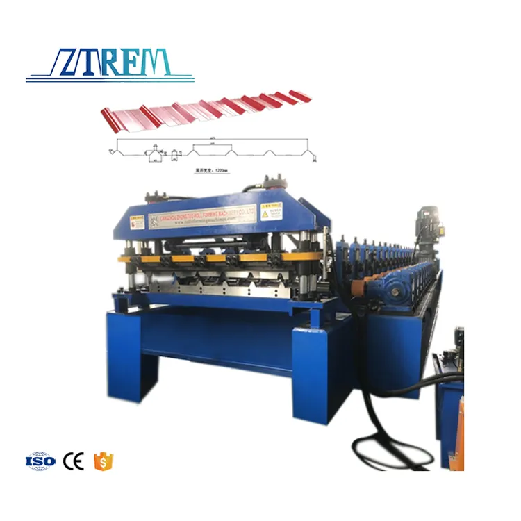 Trapezoidal Colored Glaze Steel Roof Tile Making Machine IBR Roof 15 m/min+IBR+fo+7.5kw