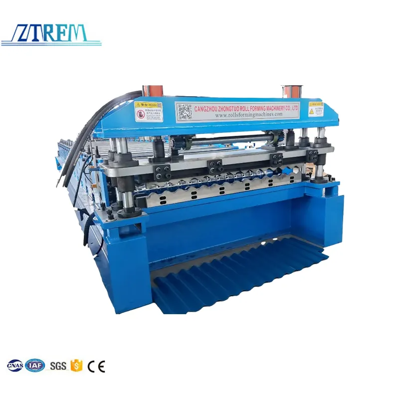 ZTRFM High Quality PPGI GI Metal Iron Corrugated Roofing Sheet Machine Corrug Roll Form Machine Maquina Para Fabricar Calaminas 15-20m/min+5.5kw