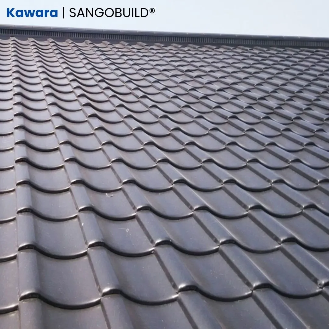 Modern Japanese Roof Tiles for Residential & Garden Project 265x265mm Exposed Size Sangobuild Kawara Metal Roof Tile 1.0mm+Mirror Gray