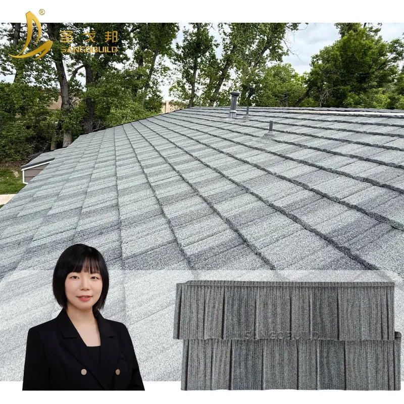 Interlocking Design Easy Installed Roofing Long Span Shingles Stone Coated Metal Roof Tiles for Saving Labor Multi-Color+0.5mm-0.55mm