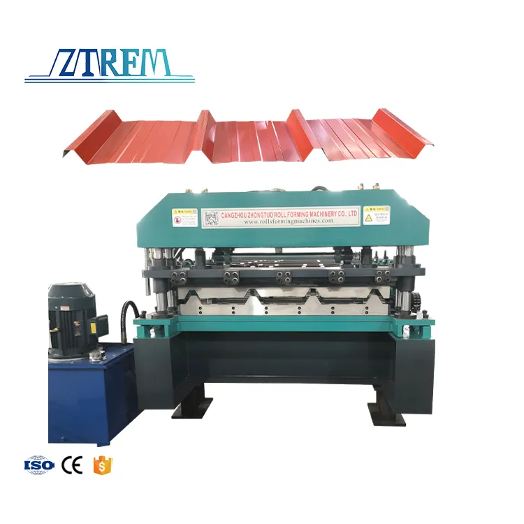 Zhongtuo Popular Peru Tr4 Tr5 Tr6 Trapezoidal Roof Sheet Panel Making Machine Cold Roll Forming Machine 15 m/min+7.5KW