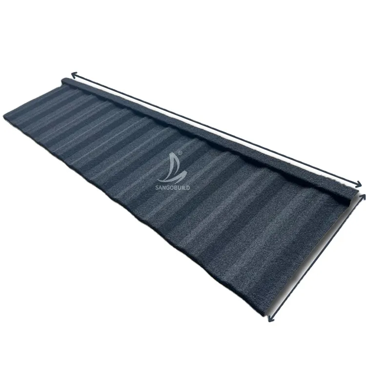 South Africa Long 1700*400mm Gavanlized Stone Coated Roofing Sheets Sangobuild Venting Metal Roof Tile 0.4 mm Price Multi-Color+0.25mm-0.5mm
