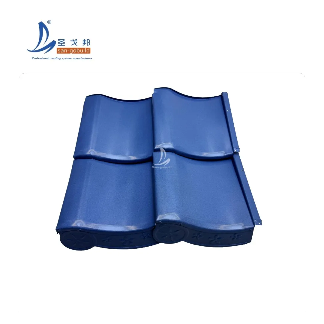 High-Strength Dark Blue Kawara Roof Panel Antique Finish Metal Tile for Traditional Temples other+dark gray
