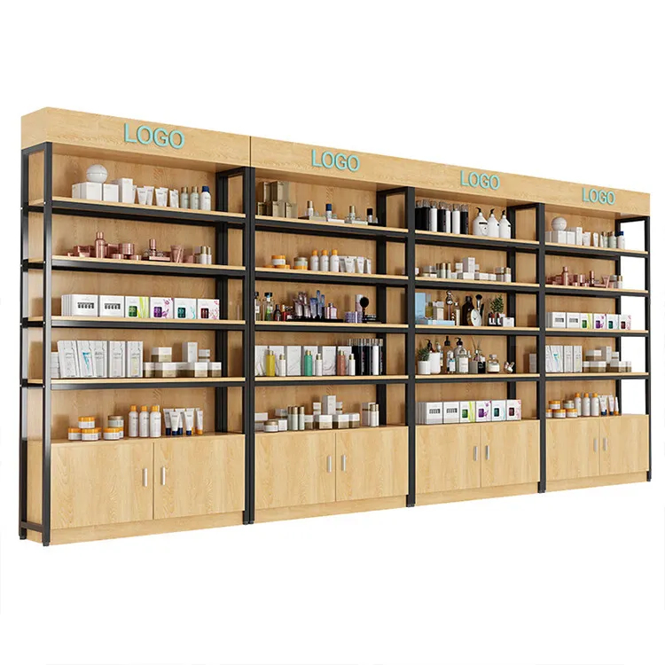 Factory Price Supermarket Shelf Single/double Sided Retail Shop Display Racks Supermarket Display Shelves Shop Shelving W900/1200*D250/300/350/400/450/500*H1300/1600/1900/2200mm+ODM+Black/white/gray/wood grain/yellow/blue/red/or customized colors+60-150 KG per Shelf+4-7 or customized