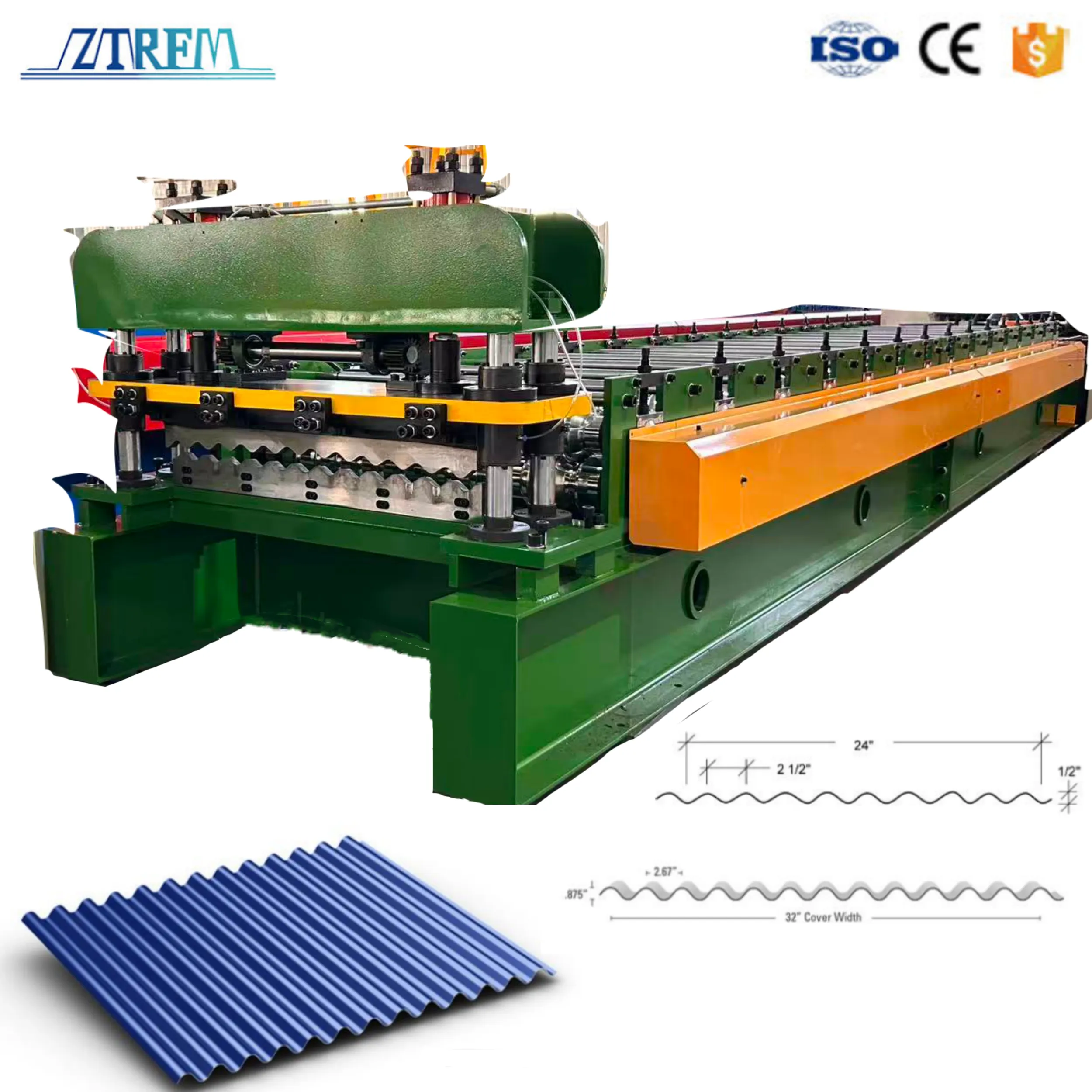ZTRFM Corrugated Roof Sheet Making Machine Corrugated Metal Roof Panel Making Machine for Roofing 25 M/min+ZTRFM Corrugated Roof Sheet Making Machine+5.5KW