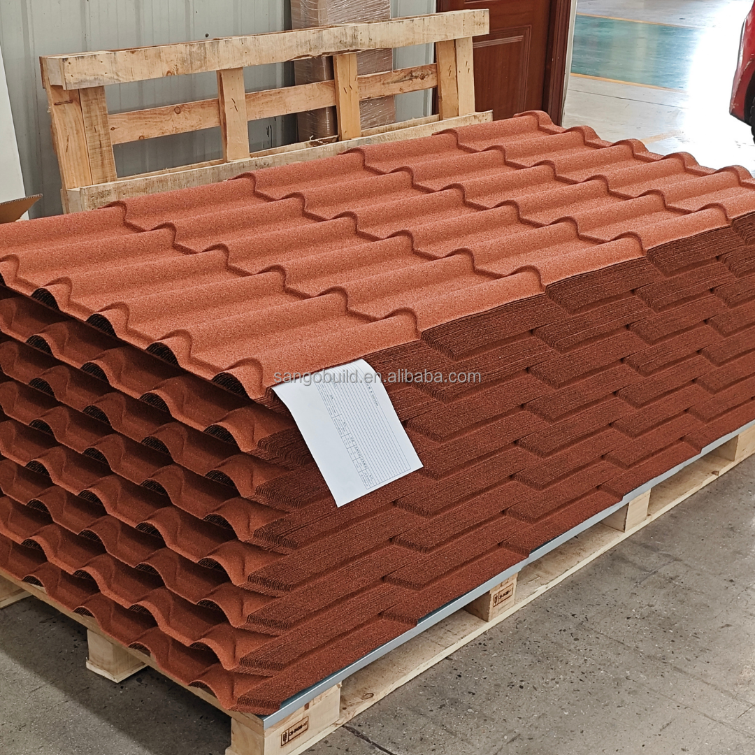 Orange Stone Coated Steel Roof Panel Extended Length Design for Structural Safety Energy Efficiency and Project Roofing Use