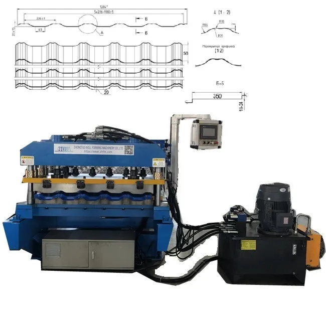 Rolling Forming Machine for Step Tiles Roofing Sheets Russian Hot Sale Product Genre Tile Making Machinery Step Tiles Roofing Sheets Rolling Forming Machine in Russian+7.5KW+30 m/min