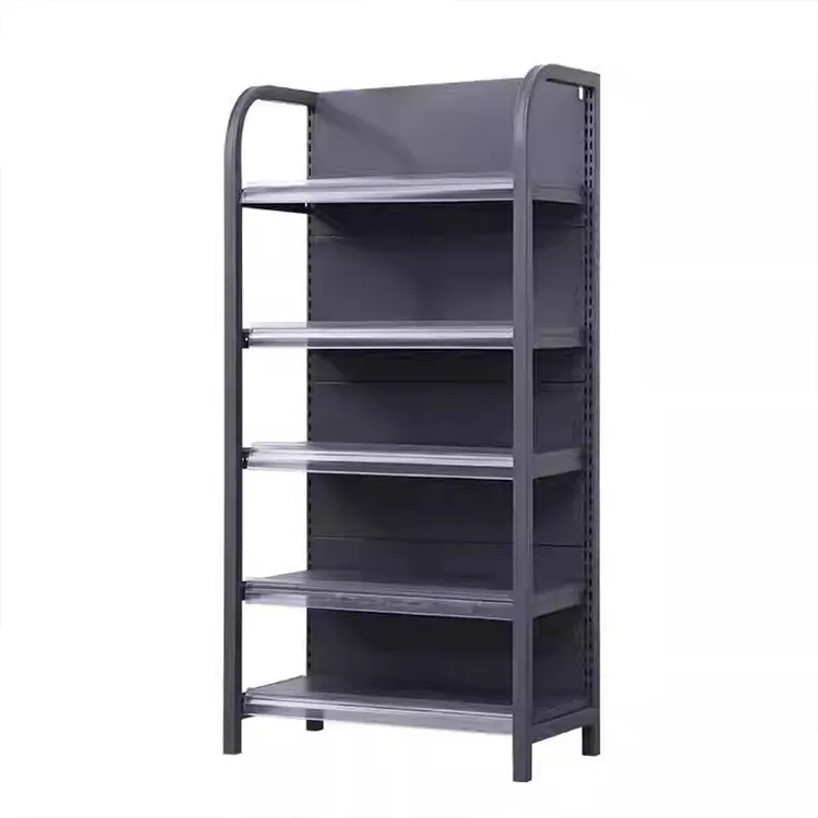 Supermarket Modern 4-Layer Display Racks Factory Wholesale Wood Gondola Shelves for Snacks Store Shop Display Racks on Sale Black/white/gray/wood grain/yellow/blue/red/or customized colors+W900/1200*D250/300/350/400/450/500*H1300/1600/1900/2200m+ODM
