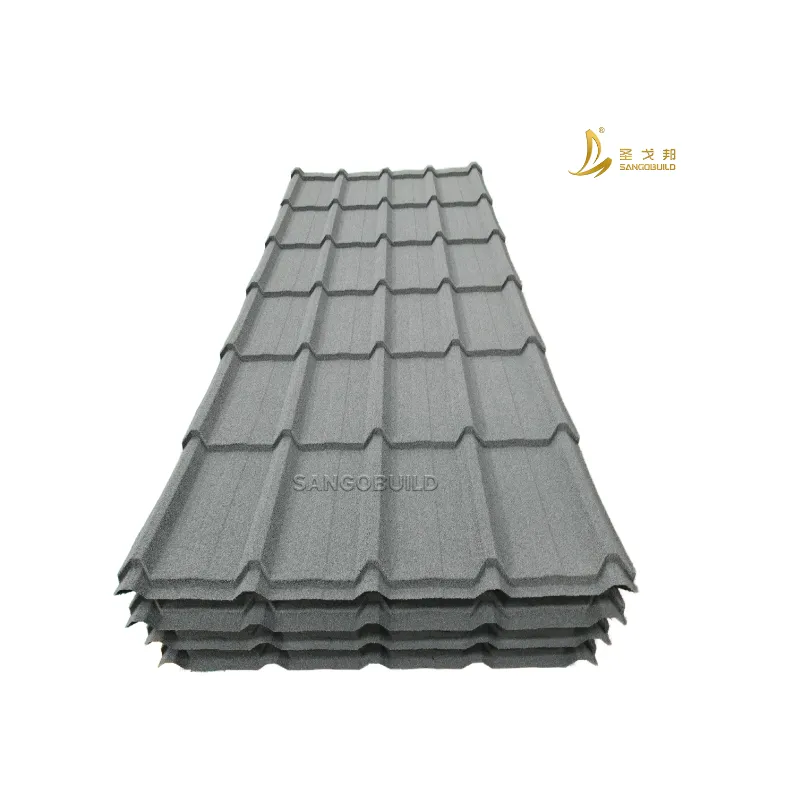 SANGOBUILD LONGSPAN Modern Stone Coated Metal Roofing Sheets for Apartments-Fireproof Waterproof Windproof Heat Resistant Multi-Color+0.25mm-0.5mm