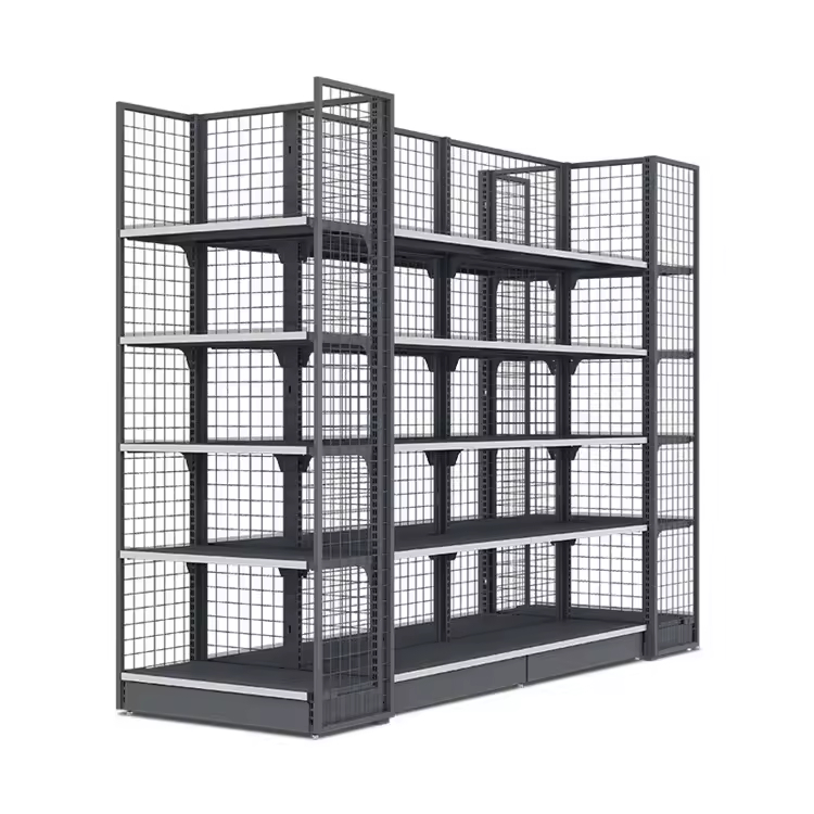 Mini Supermarket Design Display Racks Multi-layer Mesh Backboard Metal Market Shelves Shelf Stock Shelves for Figures Pharmacy