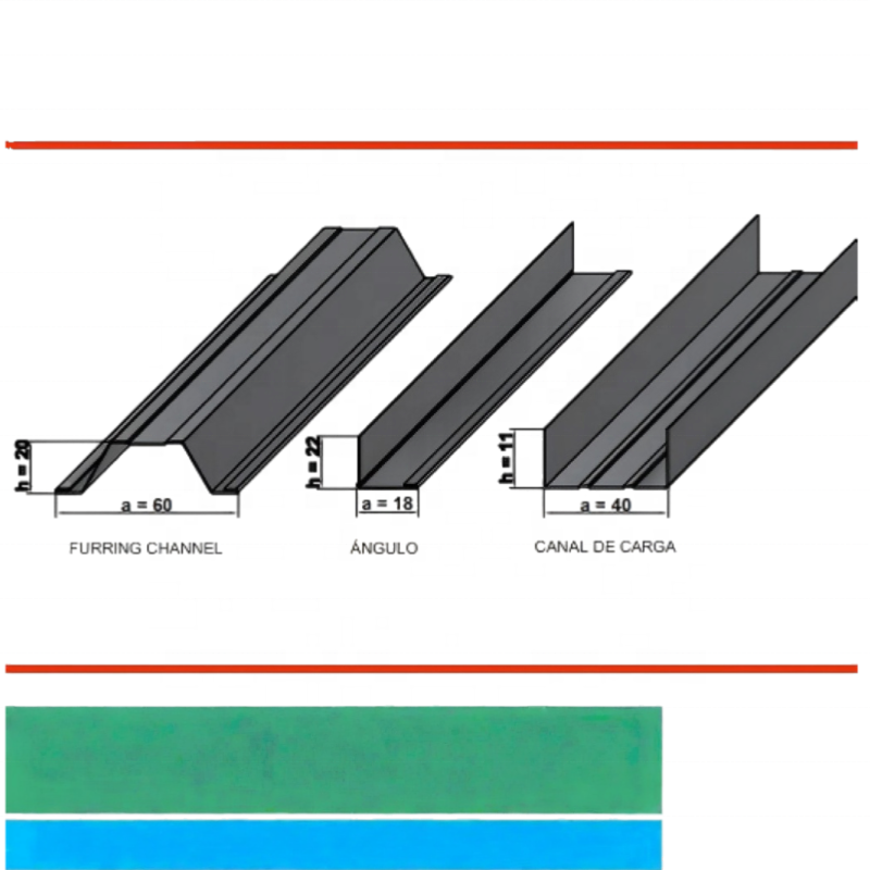 Perfiles Livianos APLICACION:TUMBADOSGYPSUM Canal Decarga/Angulo/Furring Channel