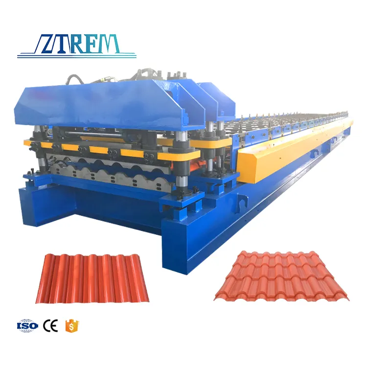 Galvanized Steel Roofing Sheet Press Machine Step Tile Making Machine Roof Tile Press Machine 0-30m/min+7.5kw