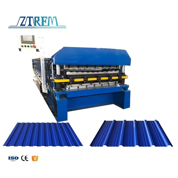 Russia Hot Sale Metal Steel PPGI Trapezoidal Double Layer C8 C25 Roof Sheet Roll Forming Machine Gear Motor Pump High 20 M/Min+C8+C25+7.5kw
