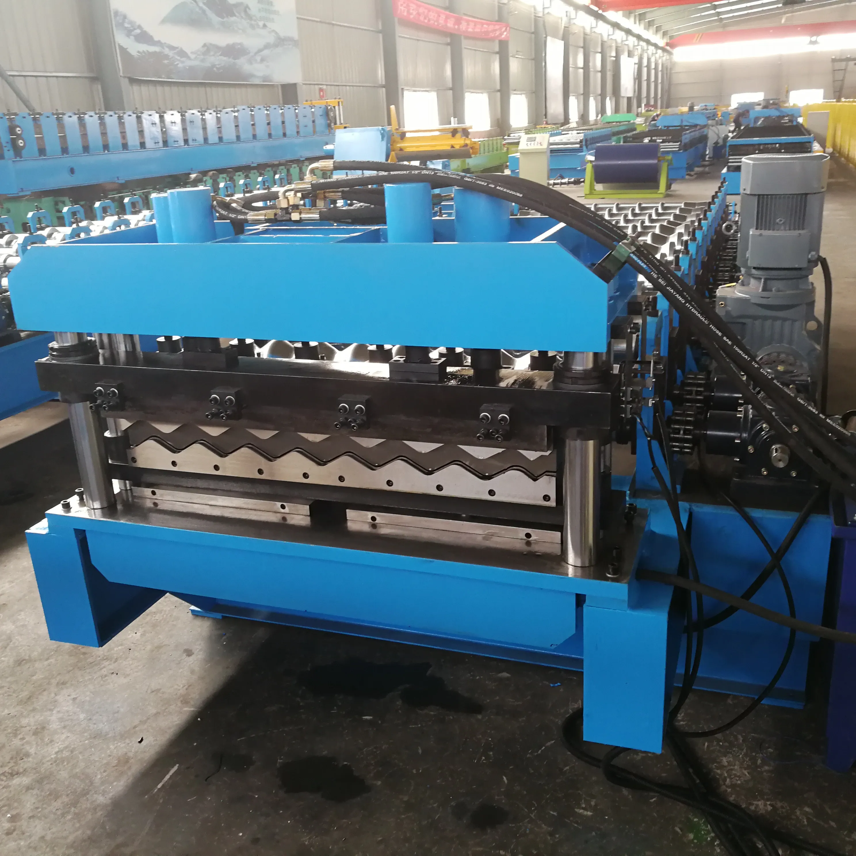 OEM ODM Customized Galvanized Aluzinc Metal Roof Tile Roll Forming Machine Engine Motor High Gear Bearing CE ISO Certified High 1+7.5KW (IE4)+15 m/min