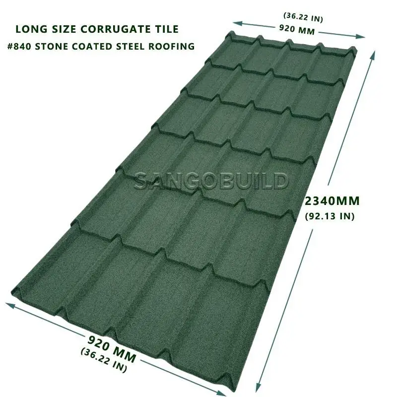SANGOBUILD India Slate Roof Materials Sheets Long Span Color Stone Coated Corrugated Metal Roofing Price