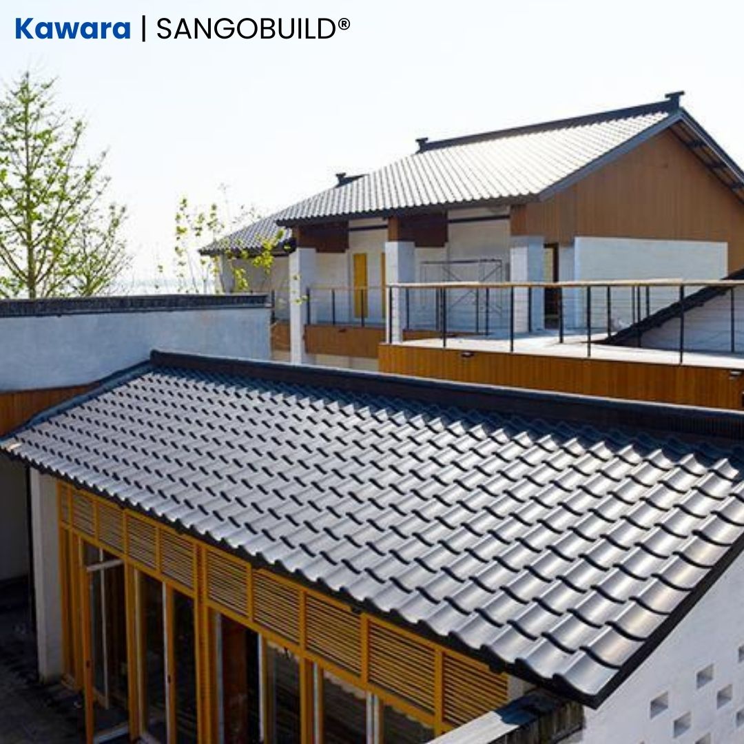Gray Teccracotta Color Kawara Tile Lightweight Roofing Materials Ancient Japanese Style Al-Mg-Mn Alloy Metal Roof for Villas
