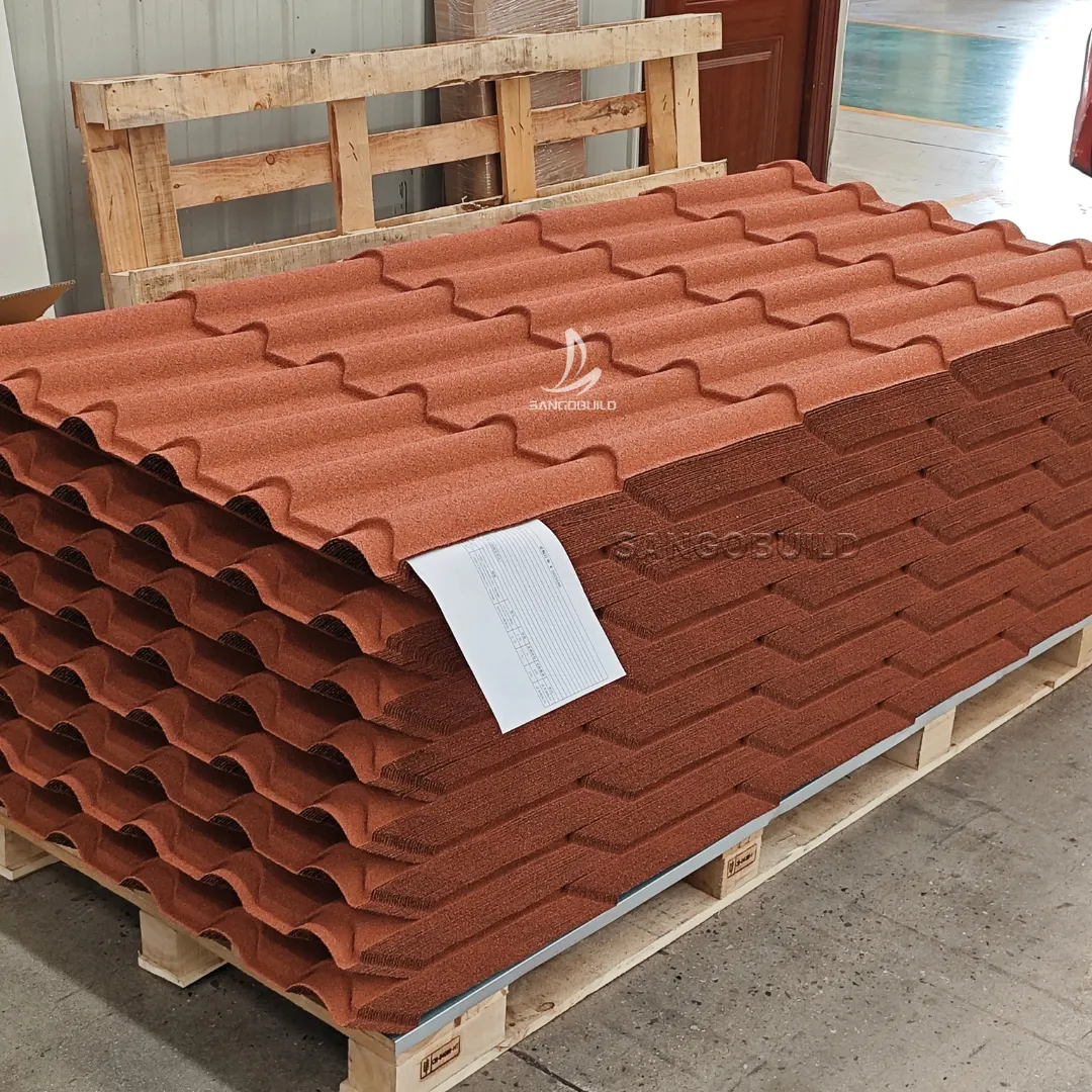 High Impact Resistance Long Span Corrugated Stone Coated Metal Roofing Sheet House Cover Shingle Materials 0.3-0.5mm+Gray