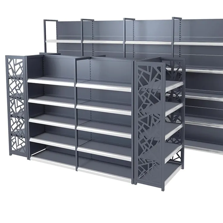 Wholesale Commercial Shelves Metal Steel Wood Adjustable Layer Height Retail Supermarket Display Racks 1-7 Layers+120-160 kg+W900/1200*D250/300/350/400/450/500*H1300/1600/1900/2200mm+ODM+Black/white/gray/wood grain/yellow/blue/red etc.