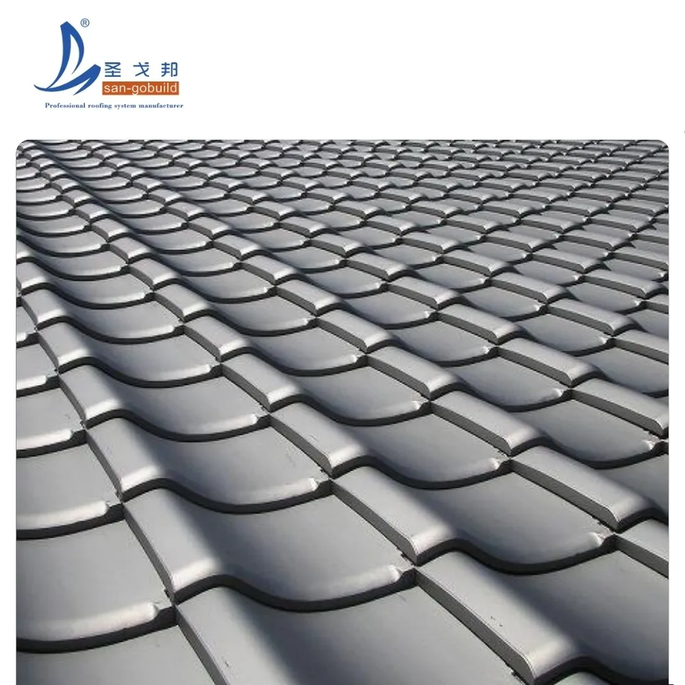 Weatherproof Decorative Kawara Roofing Tile Traditional Look Metal Roof for Villas and Gardens other+dark gray