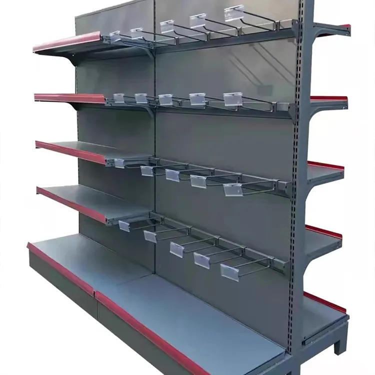 Convenience Store Multi Layers Options Single Sides Black Supermarkets Gondola Shelves for Pharmacy Display Black/white/gray/wood grain/yellow/blue/red/or customized colors+W900/1200*D250/300/350/400/450/500*H1300/1600/1900/2200m+ODM