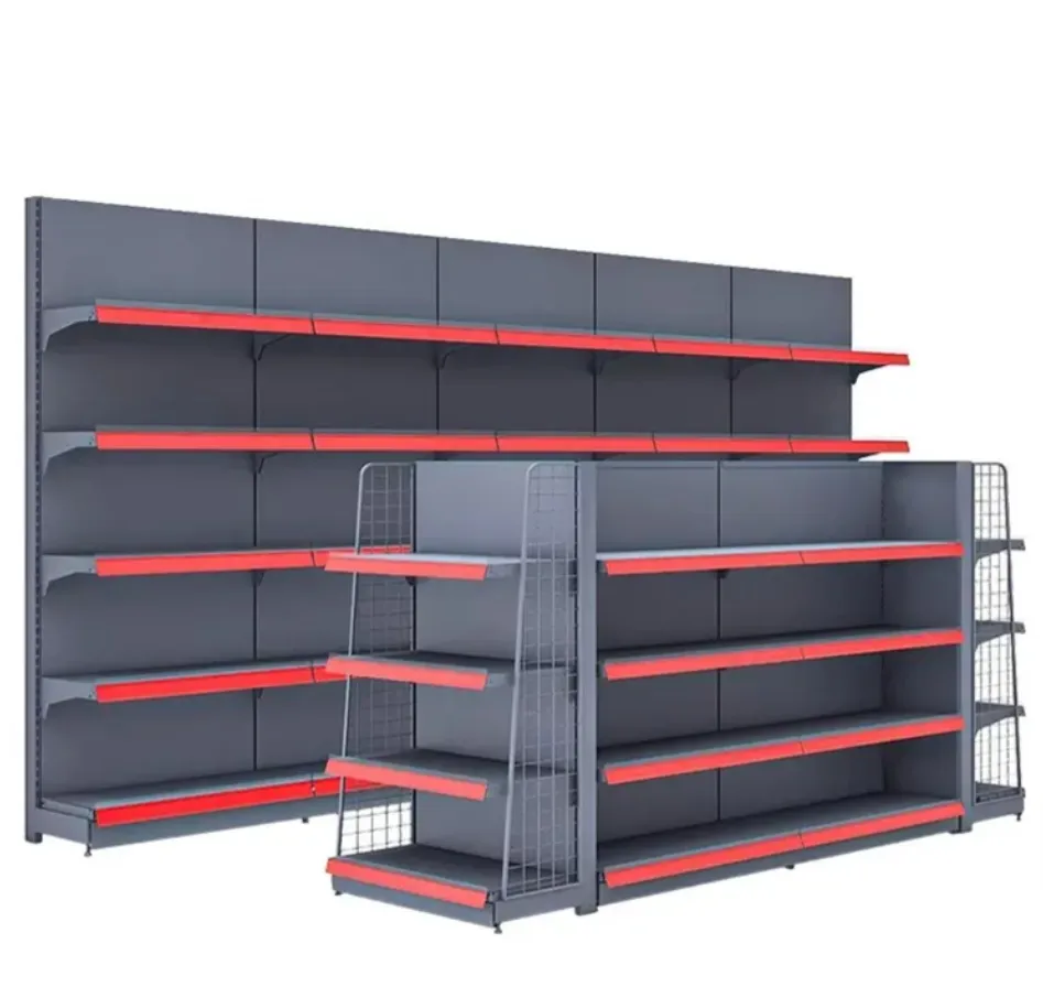 Double-sided Durable Metal Construction Retail Shelving System for Supermarkets And Grocery Stores